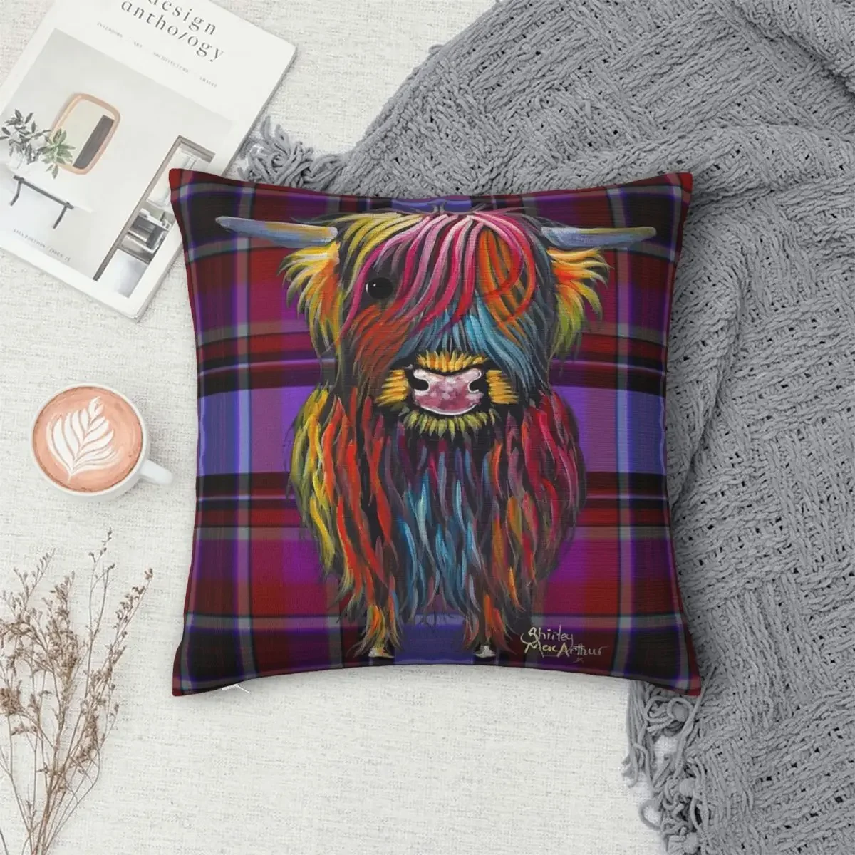 Shirley Mcarthur'S Scottish Highland Cattle Pillowcase Pillows Cover Cushion Comfort Throw Pillow Sofa Decorative Cushions Used