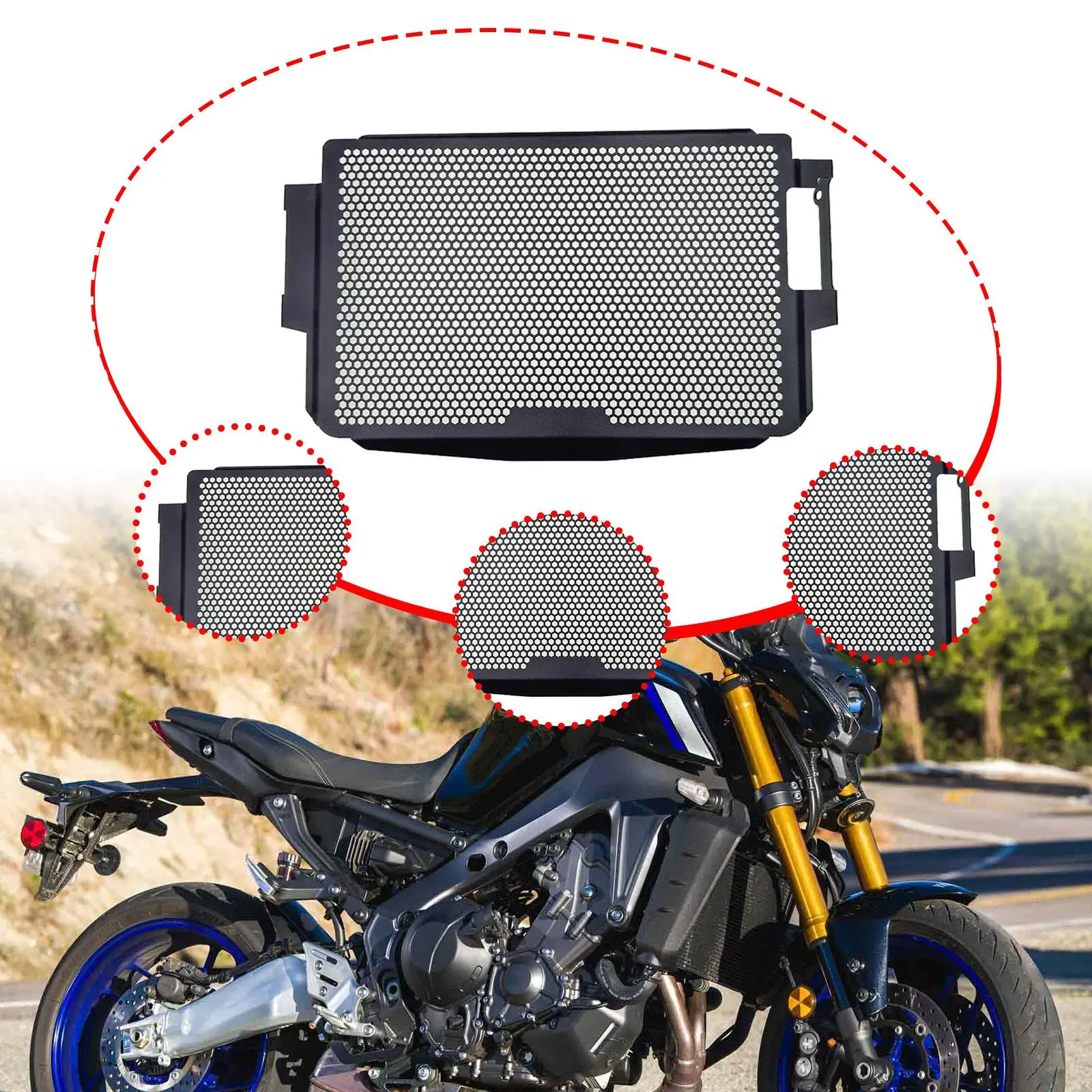 

Motorcycle Radiator Grille Guard Easily Install Motorbike Accessory Protector Cover Replace Parts for Yamaha MT-09 V4 2024 2025