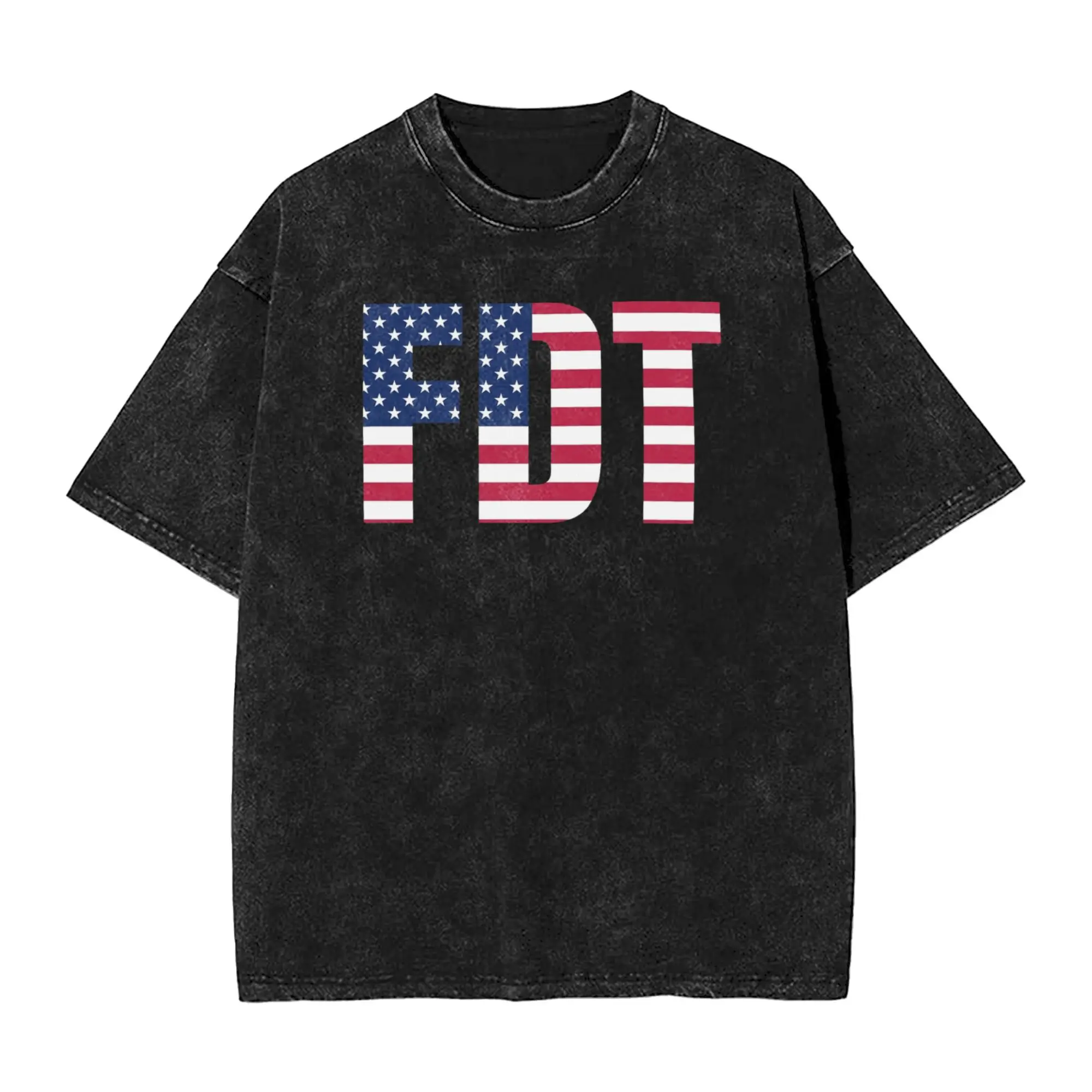 

Harajuku Washed Shirts FDT Logo Anti Outfit Vintage T-Shirts Harajuku American Flag Streetwear Short Sleeve Summer Tee Shirt