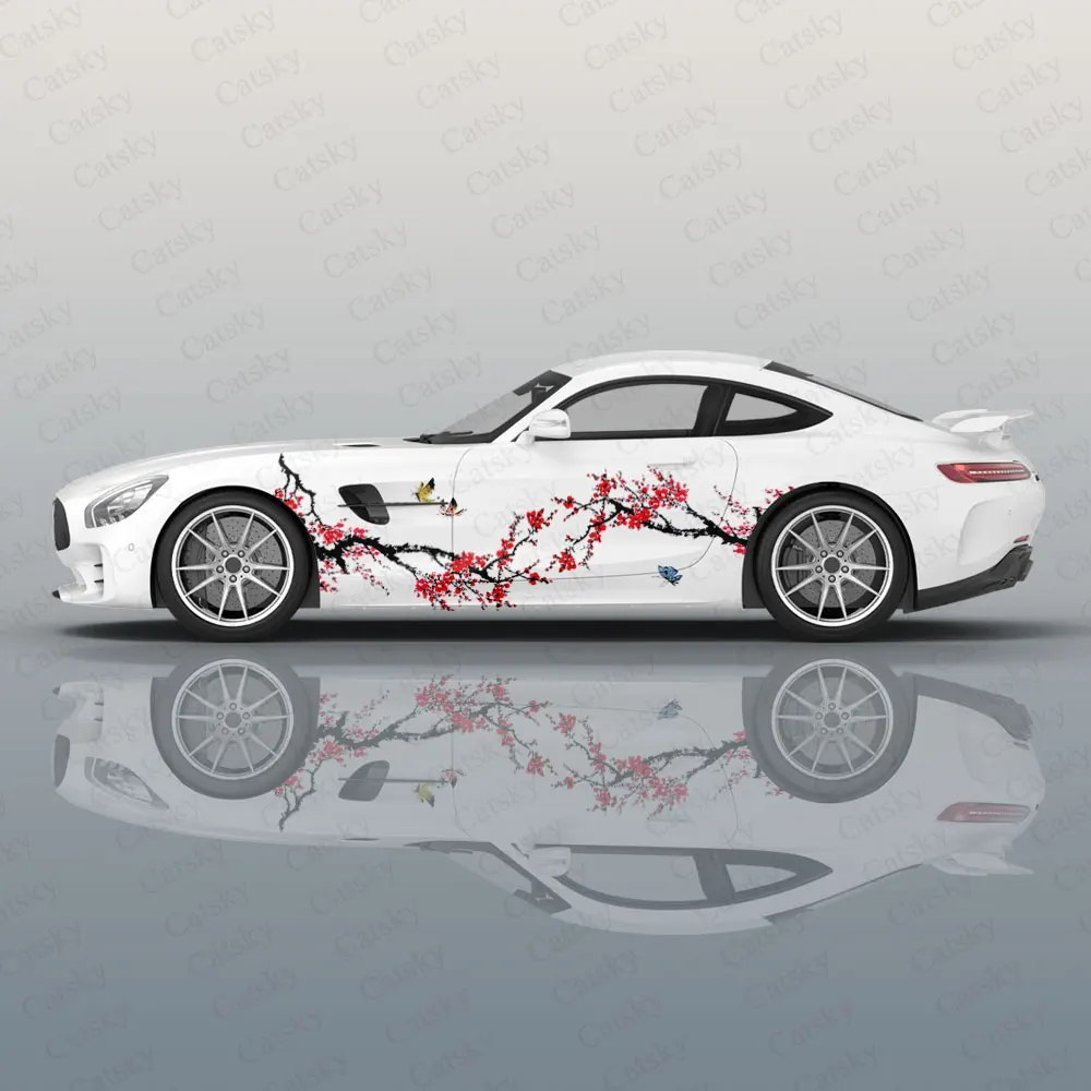 Ink painting plum blossom car stickers pvc modified painting accessories decoration pain racing packaging car stickers decals