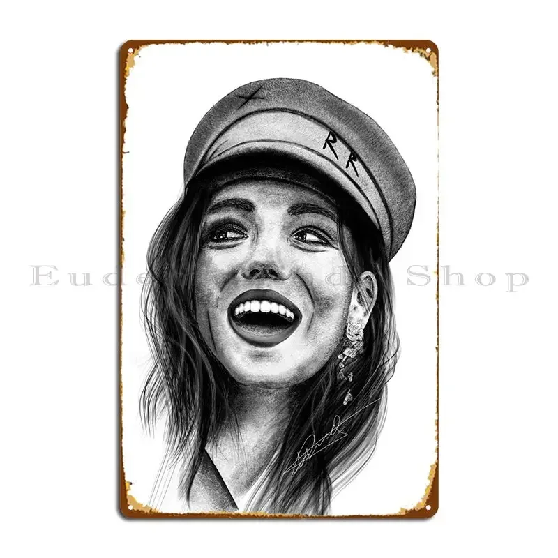 Girl Smiling Happy Metal Sign Cave Garage Club Party Printing Tin Sign Poster