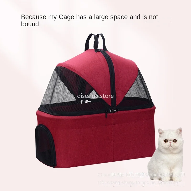 Huaying-carrito desmontable para mascotas, carrito ligero y plegable para exteriores, carrito de viaje para perros y bebés