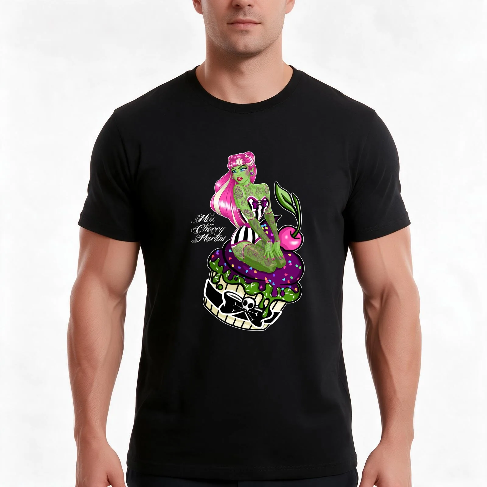 Cupcake Zombie T-Shirt Summer Casual Cotton Tee Oversized Streetwear Tops Vintage Graphic Print Loose Fit Short Sleeve