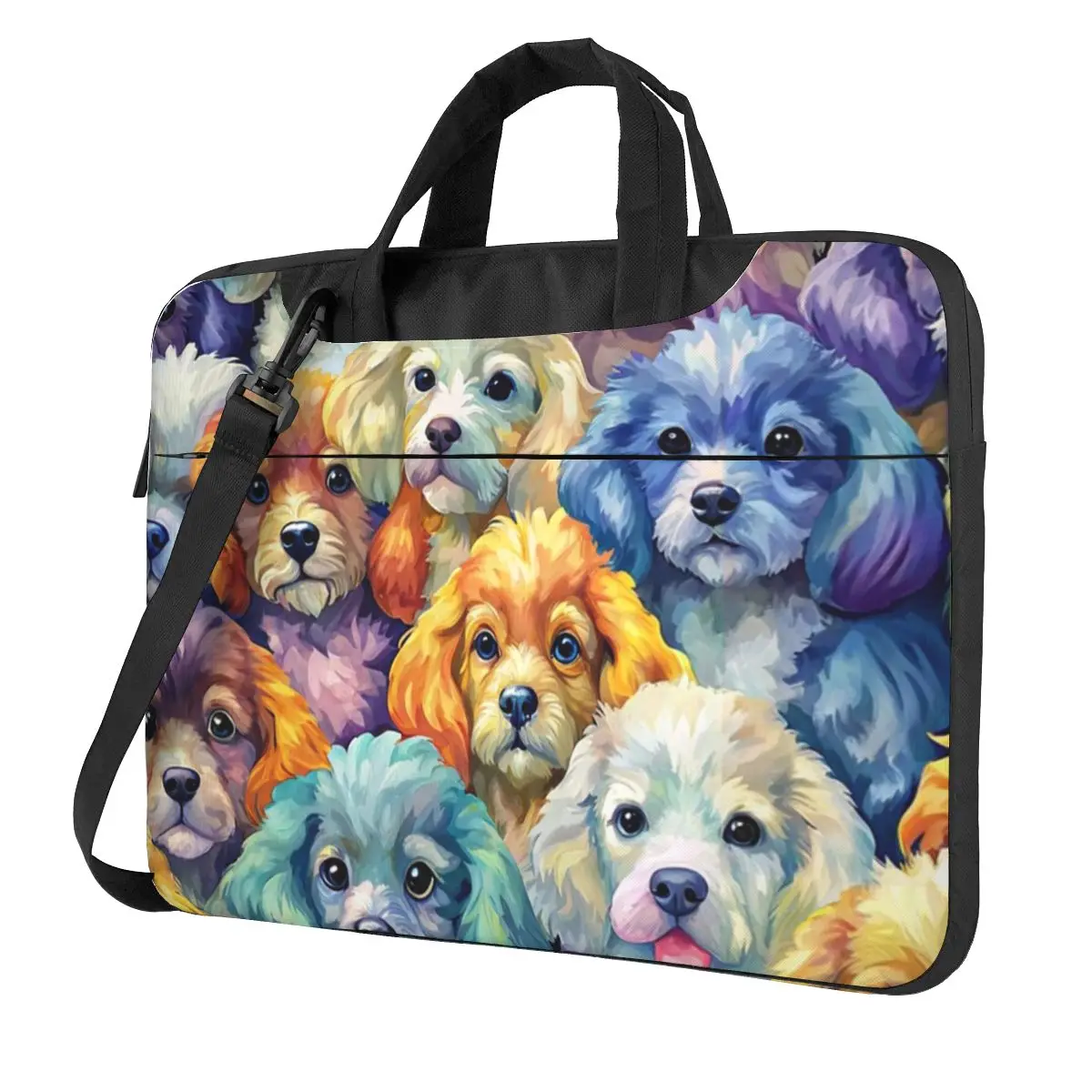 Rainbow Poodle Parade Laptop Bag Protective Case Computer Bag 13 14 15.6 Inch Crossbody Notebook Pouch For Macbook Pro Air