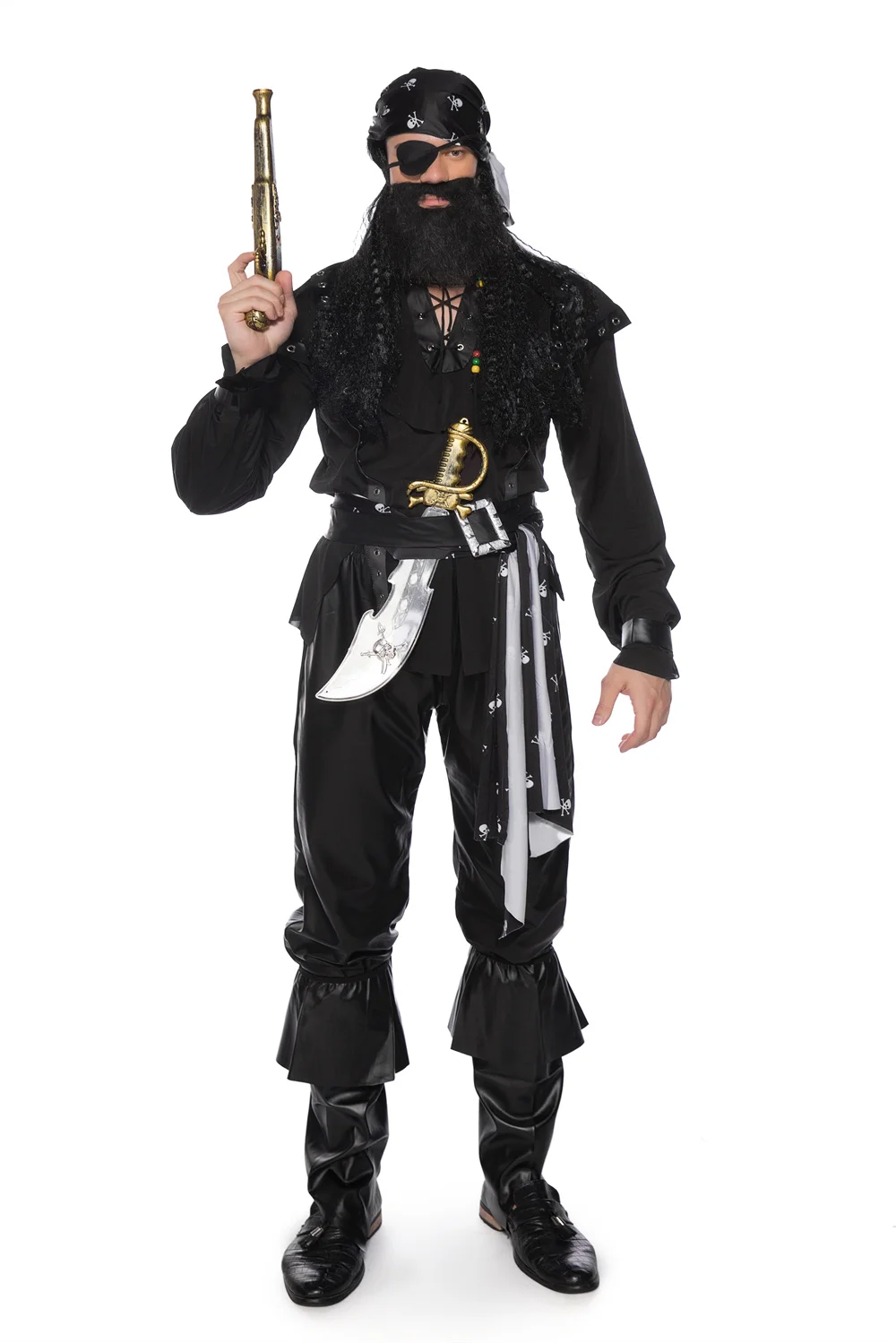 Mężczyźni Medoeval Gothic Pirate kostiumy dla dorosłych Halloween karnawał mężczyzna piraci kapitan ubrania typu Cosplay Set