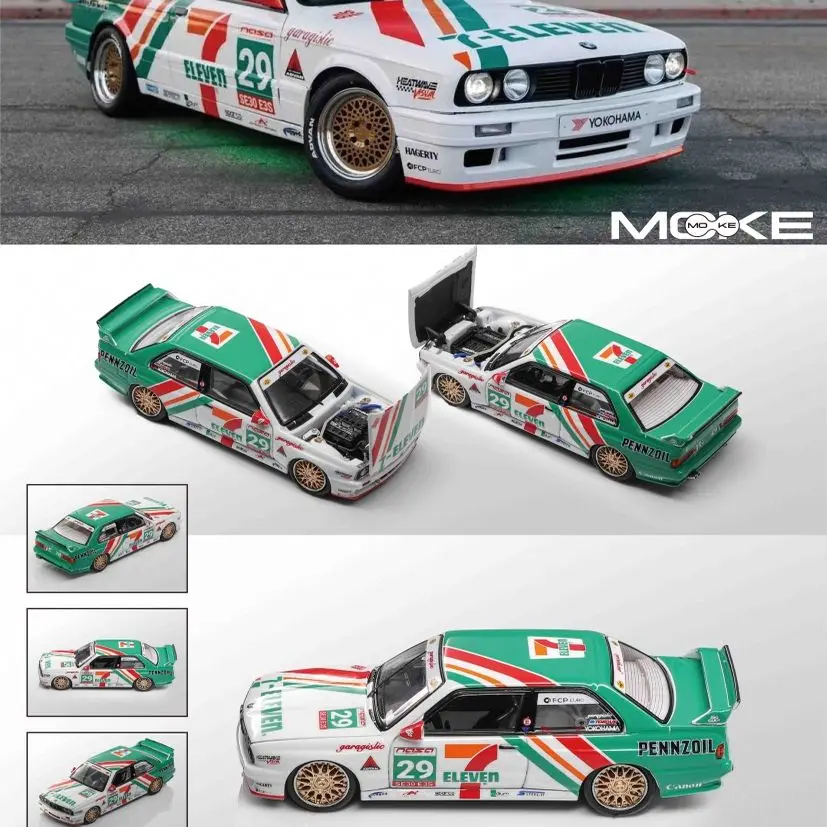 مورتال موك 1/64 بي ام دبليو M3 E30 1992 سبا 24 ساعة الفائز 7 أحد عشر # 29 واتسون هاتشيسون # 6 لعبة هدية للأطفال على شكل سيارة مصنوعة من خليط معدني #3
