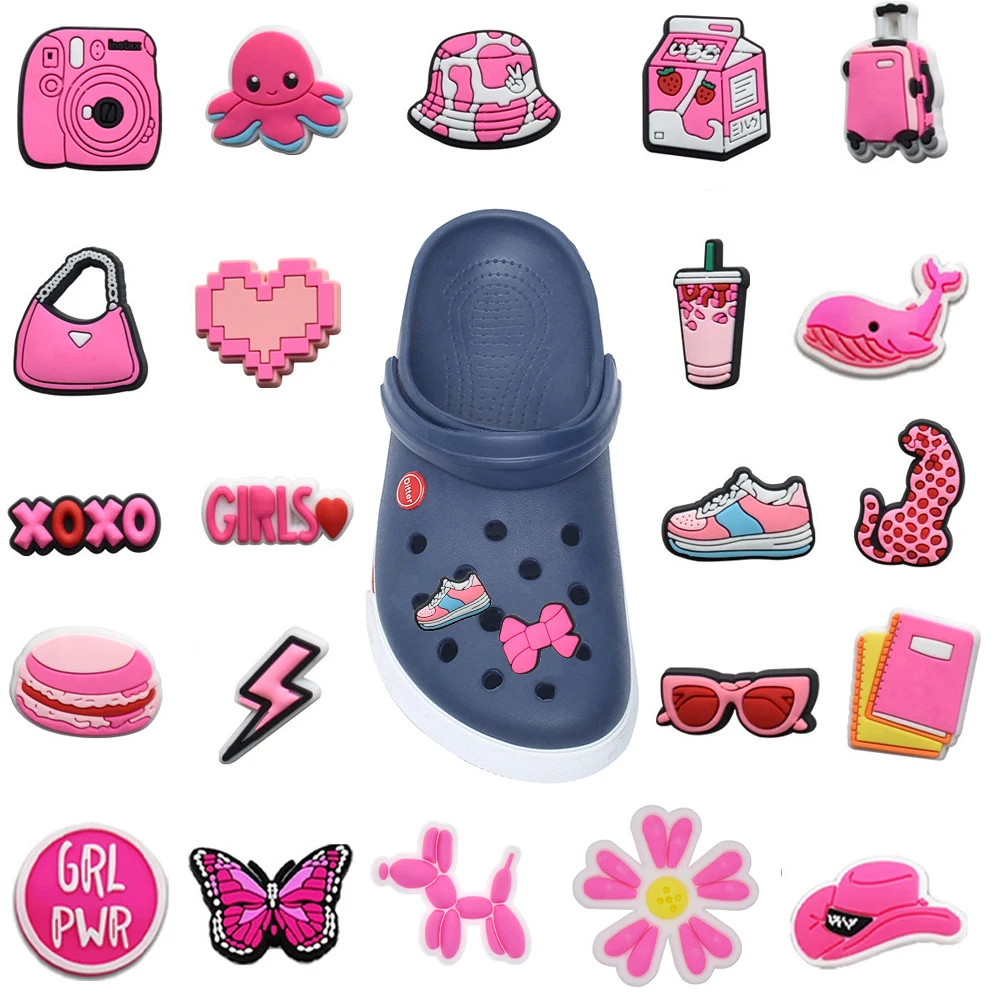 

Случайный набор из 30/50/100 штук: розовая мультяшная серия ​ Декоративные элементы для обуви из ПВХ, аксессуары для классических сабо, украшения для обуви, подарок для девочки.