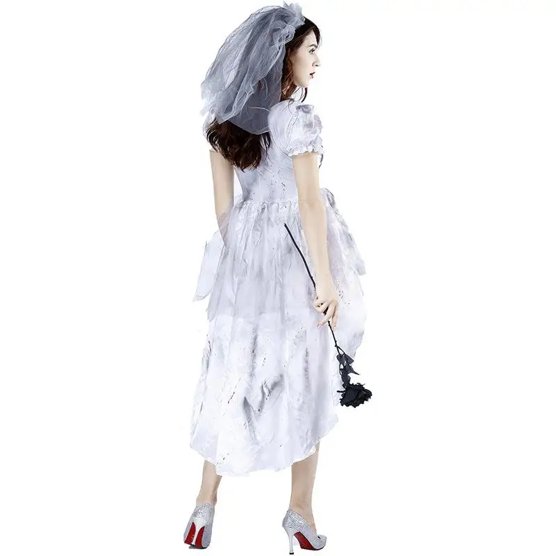 ay Ghost Bride Dr. Halloween-Kostüm Fem Evil Ghost Kleidung Hochzeit Dr. mit Blutflecken Damen Faion