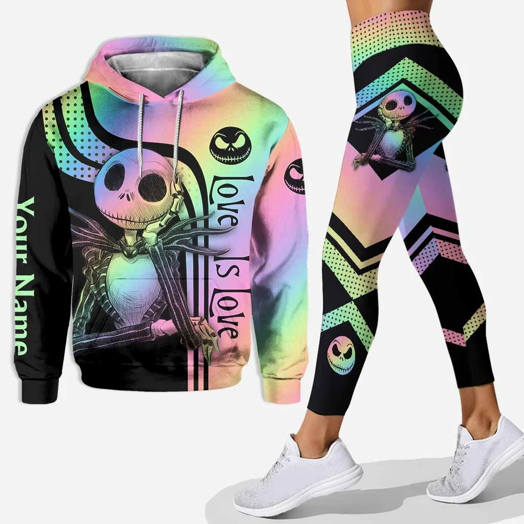 Christmas Nightmare Jack Skellington Hoodie and Leggings Yoga Pants Set Womens Disney Yoga Hoodie Leggings Fashion Tracksuit Set