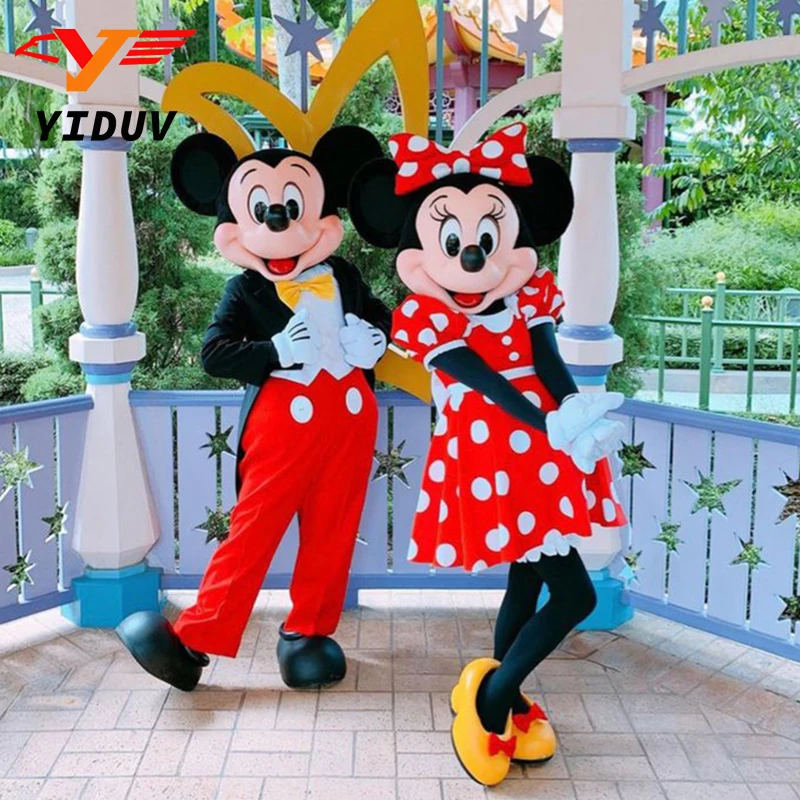 Fantasia de Mascote Mickey e Minnie Mouse, Personagens de Desenho Animado, Roupas de Cosplay, Presente de Halloween para Adultos