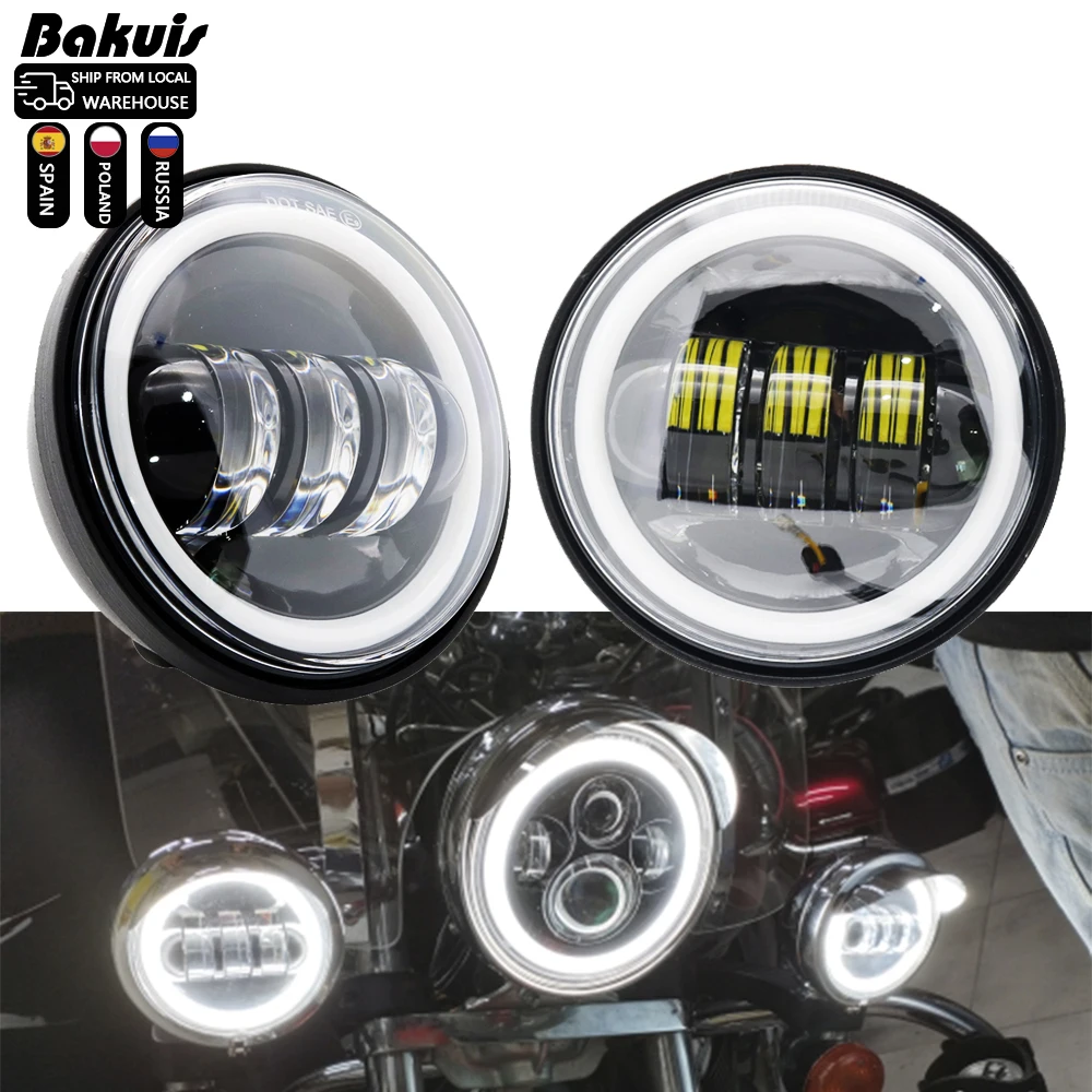 

2Pcs Chrome 4.5 " LED Auxiliary Spot Fog 4 1/2 Headlight Motorcycle Fog Lights For Harley, 30w 4.5" Harley Fog Lamp For Harley