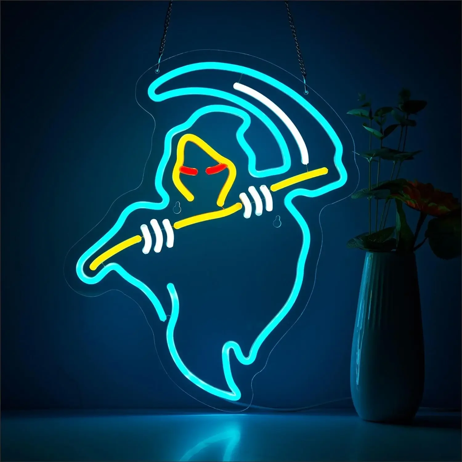 

Ghost Devil Neon Signs LED Neon Light Sign Light Up Neon Signs for Bedroom Wall Decor Room Men Cave Game Room Party Decoration