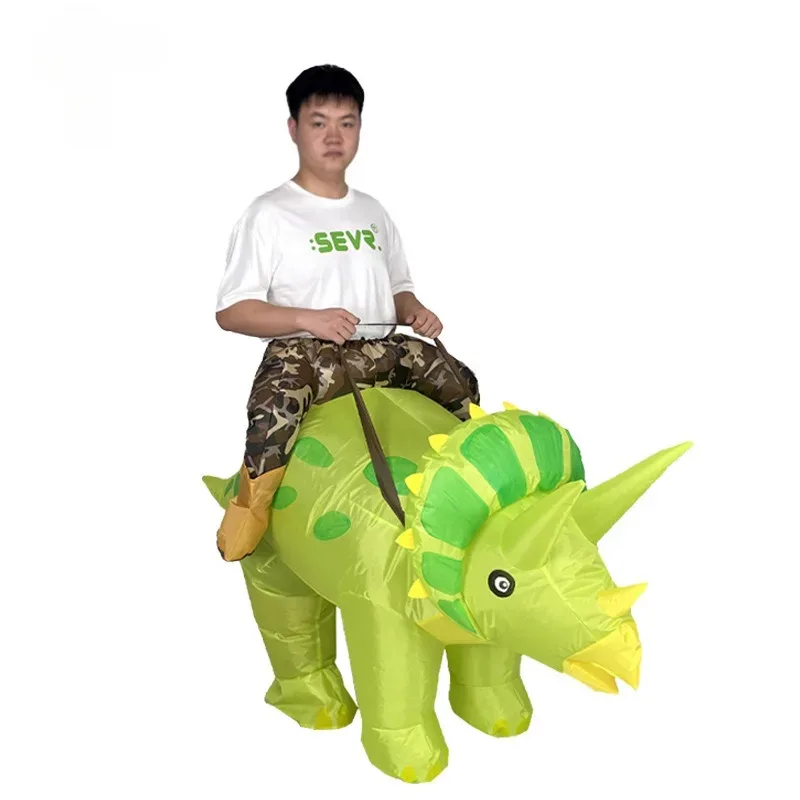 

Tri-Dragon Inflatable Costume Cute Cartoon Dinosaur Suit for Children's Day School Sports Performance Halloween Party Outfit