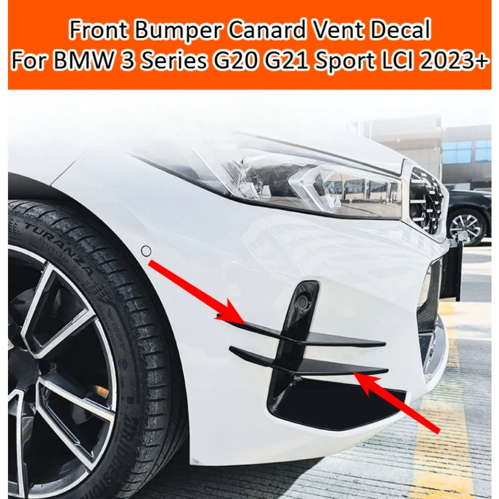 

Front Bumper Canard Vent Decal For BMW 3 Series G20 G21 Sport LCI 2023+ Air Knife Sticker Exterior Trim Car Accessories Kit