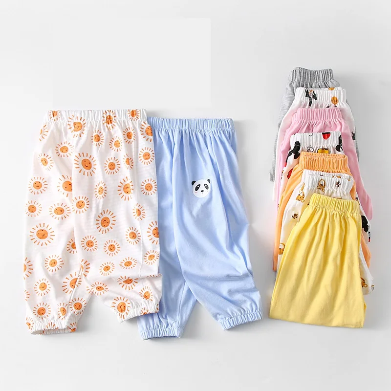 1 2 3 4 5 Years Summer New Children\'s Cotton Anti- Mosquito Pants for Boys Little Girls Thin Loose Casual Bloomers