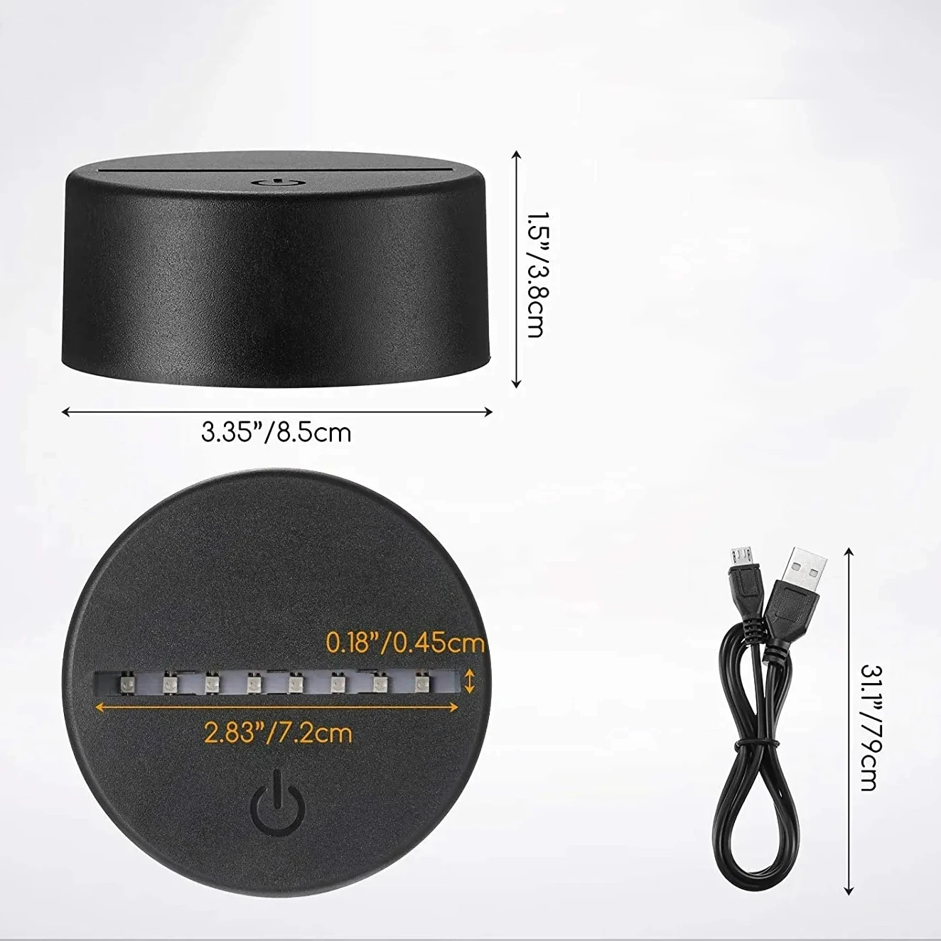 20 Pcs 3D LED Night Light Base Acrylic Display Stand 7 Colors Touch Dimmable ABS USB Anime Lamp Holder Lighting Accessories