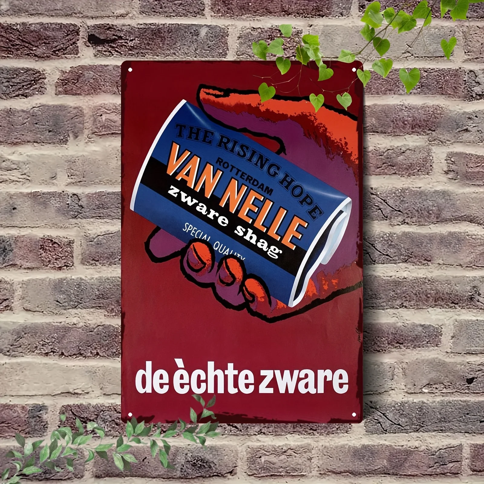Vintage-Style Aluminum Sign, Measuring 20.32X30.48 Cm, Retro Wall Decor Featuring a Design by Rotterdam Hope Van Nelle