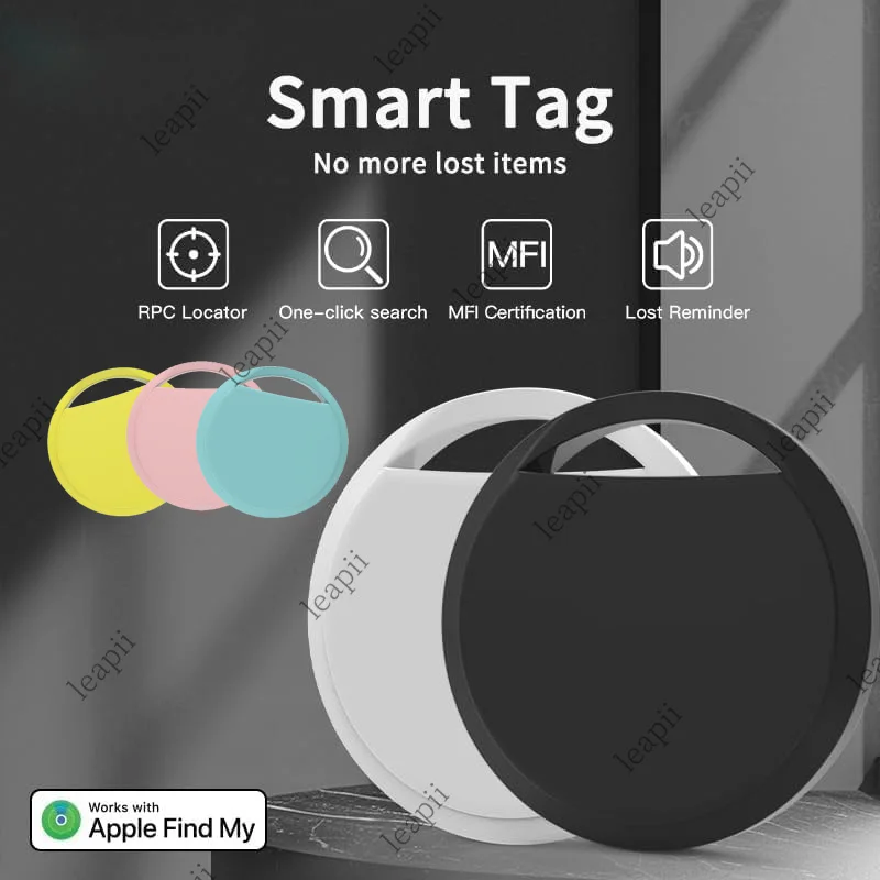 Portable Bluetooth Key Finder and Luggage Tracker with Play Sound Feature,MFi Certified,Only Works on Apple IOS Find My App