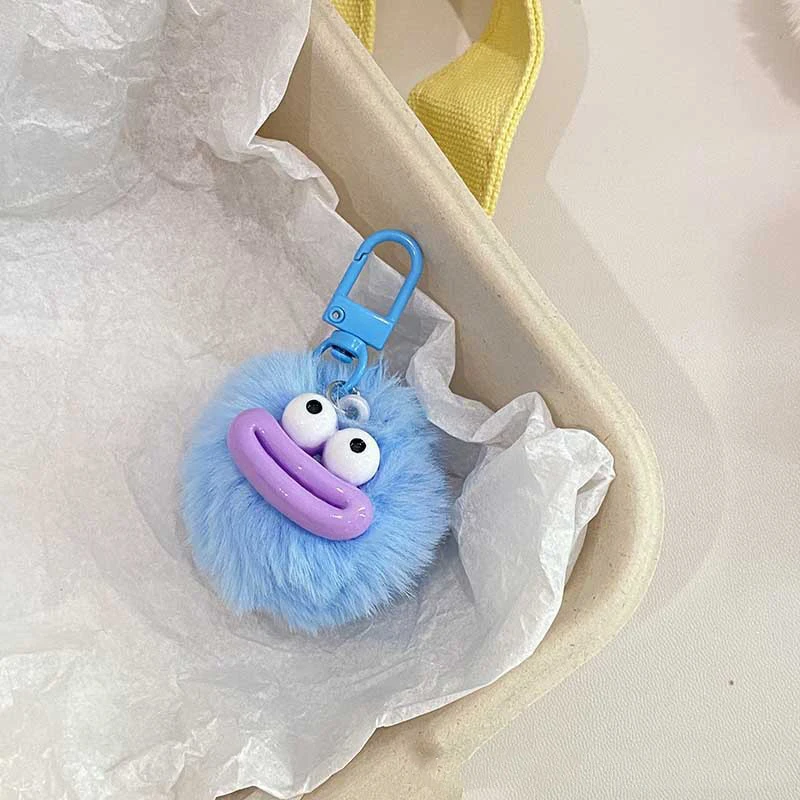 Cute Sausage Mouth Hair Ball Keychains Funny Plush Doll Pendant Key Ring Charms Backpack Car Decor Bag Pendant Accessories Gifts