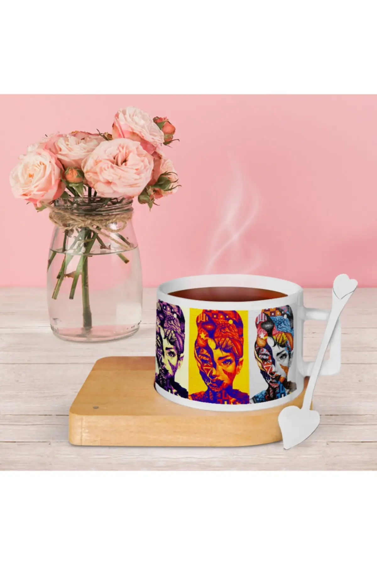 

DOLBOVI Audrey Hepburn Graffiti Wooden tray And Spoon luxury Cup Set - Lf855 tray поднос plateau luxury