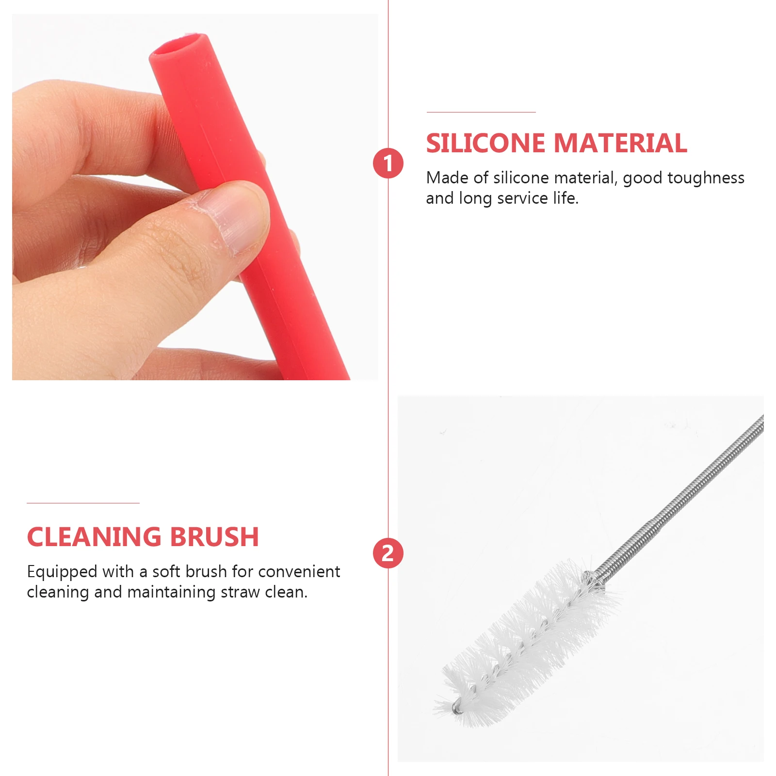 

1Set Adorable Reusable Silicone Straws Soft Brush Included for Easy Cleaning Multipurpose for Parties Home Office