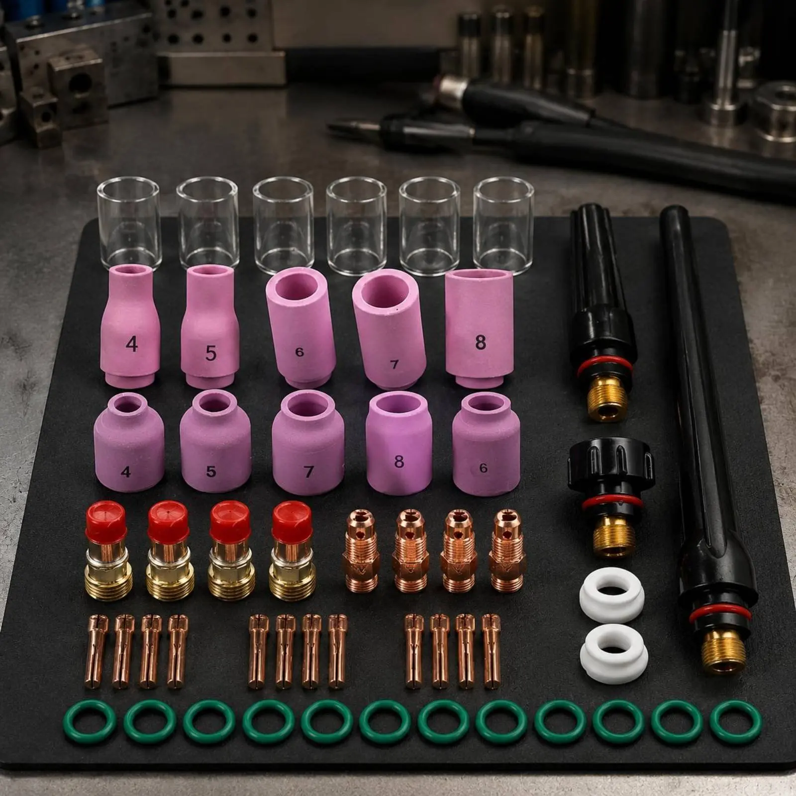 

53 Pieces DB SR WP-17 18 26 Torch Parts Long-Lasting TIG Gas Lens Kit Tig Torch Kit High Quality Reliable for Garage