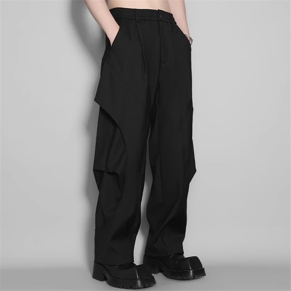 Irregular Patchwork Casual Pants Mens Streetwear Punk Y2k Suit Trousers Men Harajuku Baggy Hip Hop Autumn New Wide-leg Pant Male