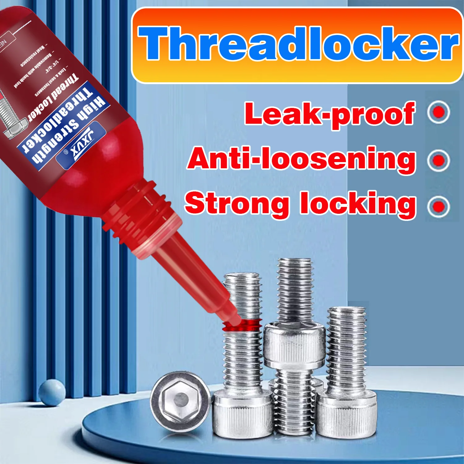 10ml lock tight thread locker heavy strength adhesive Screw Glue Quickly Cured Thread Locking Agent Anaerobic Adhesive Corrosion-Resistant Anti-Loosening Glue Sealant for Screws 6pcs.
