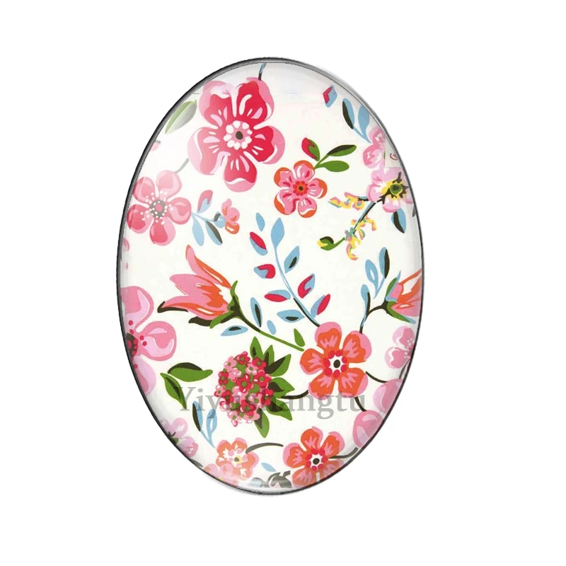 Beautiful red flowers group painting 13x18mm/18x25mm/30x40mm Oval photo glass cabochon flat back Making findings