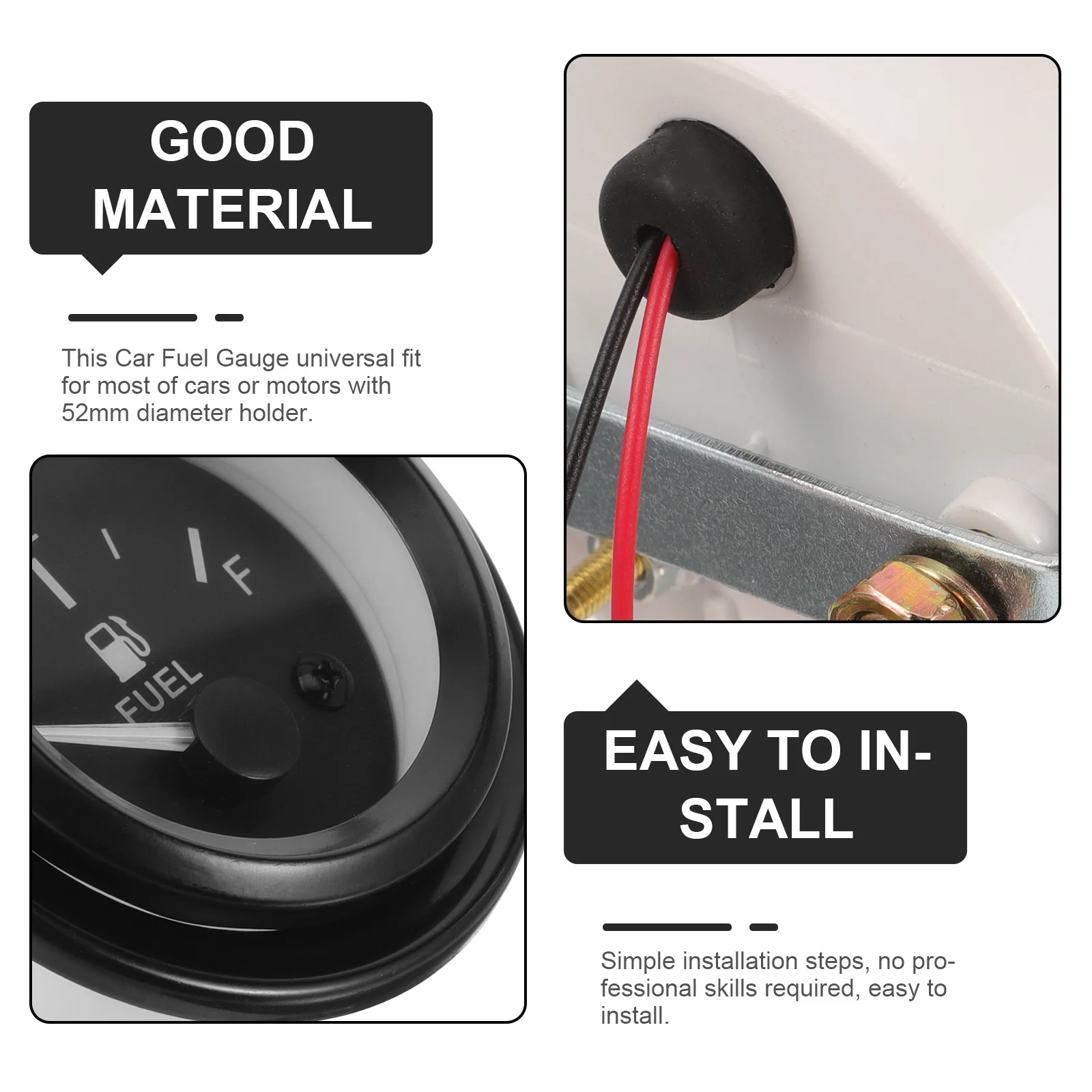 

Car Fuel Gauge Vehicle Universal 52mm Replacement Fuel Level Gauge Meter Durable High Precision Automotive Car Supply