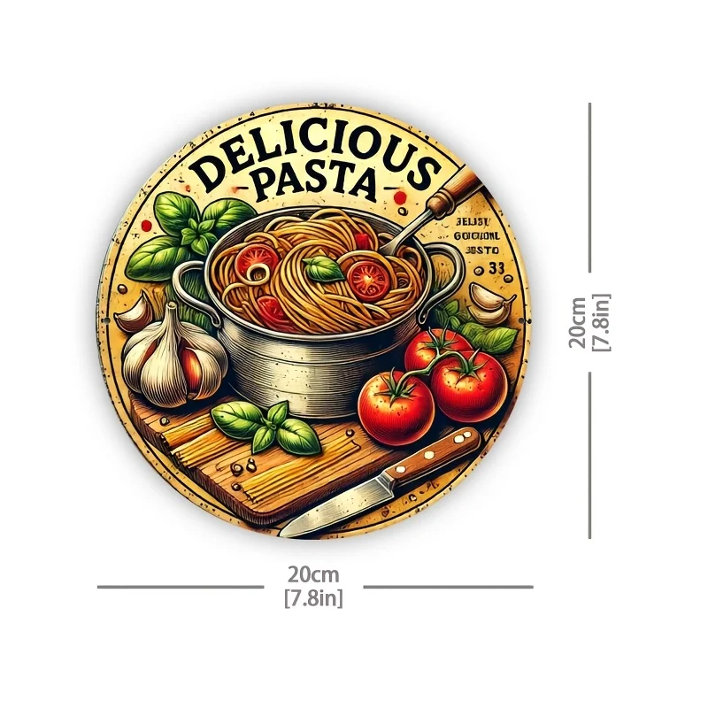 2D Flat, 1pc Rustic Farmhouse Wall Art Plaque - Aluminum 8x8 Inch Italian Kitchen Decor with 