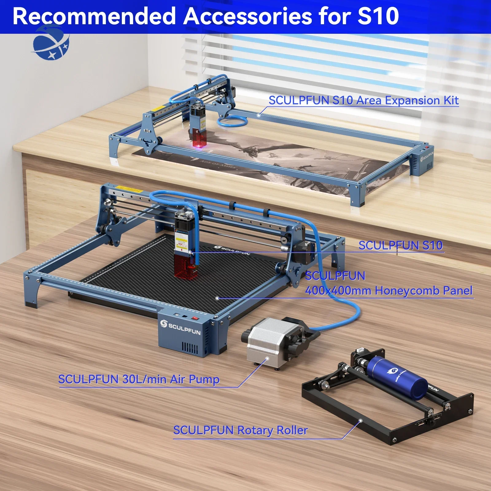 SCULPFUN S6 S9 S10 Ultra-thin Beam Shaping Technology High Precision Wood Acrylic Metal Mini Laser Cutting Engraving Machine