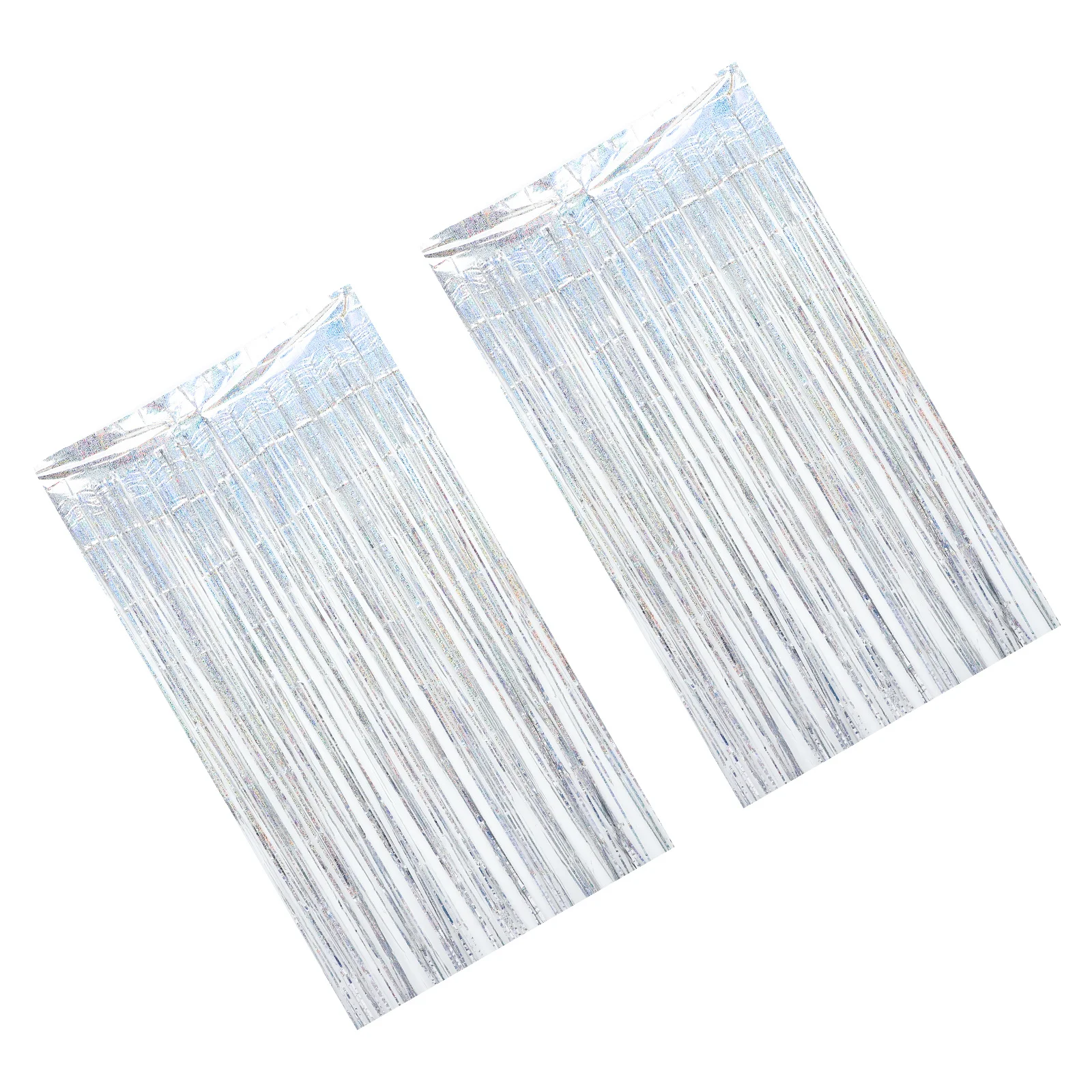 

2Pcs Foil Curtain Tinsel Fringe Silver Backdrop Party Decorations Photo Booth Background Lightweight Foil Curtain Backdrop