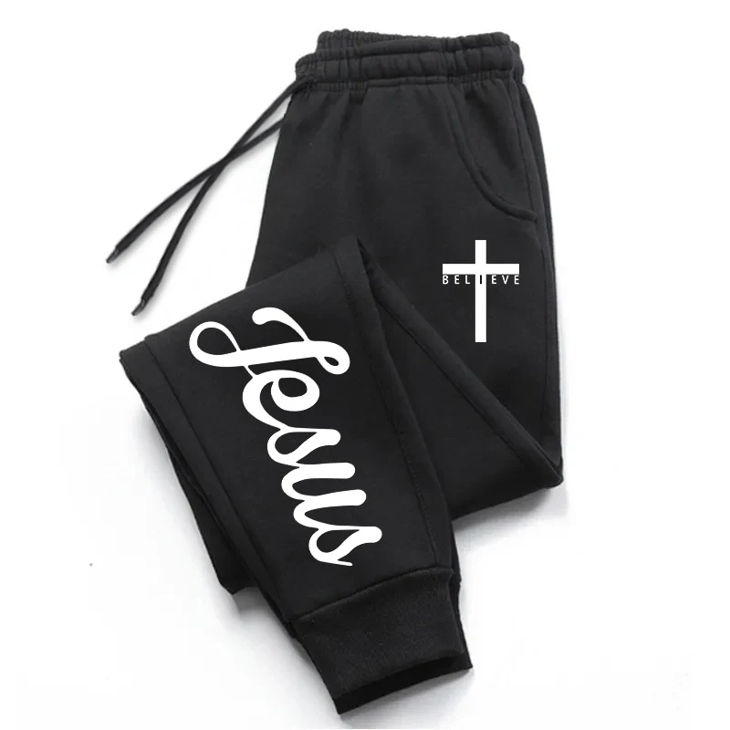 Jesus Cross Herren-Jogginghose, einfarbig, Kordelzug, lange Hose, für Herren, ganzjährig, täglich, lässig, Sport, Fitness, vielseitige Hose – Detail 7