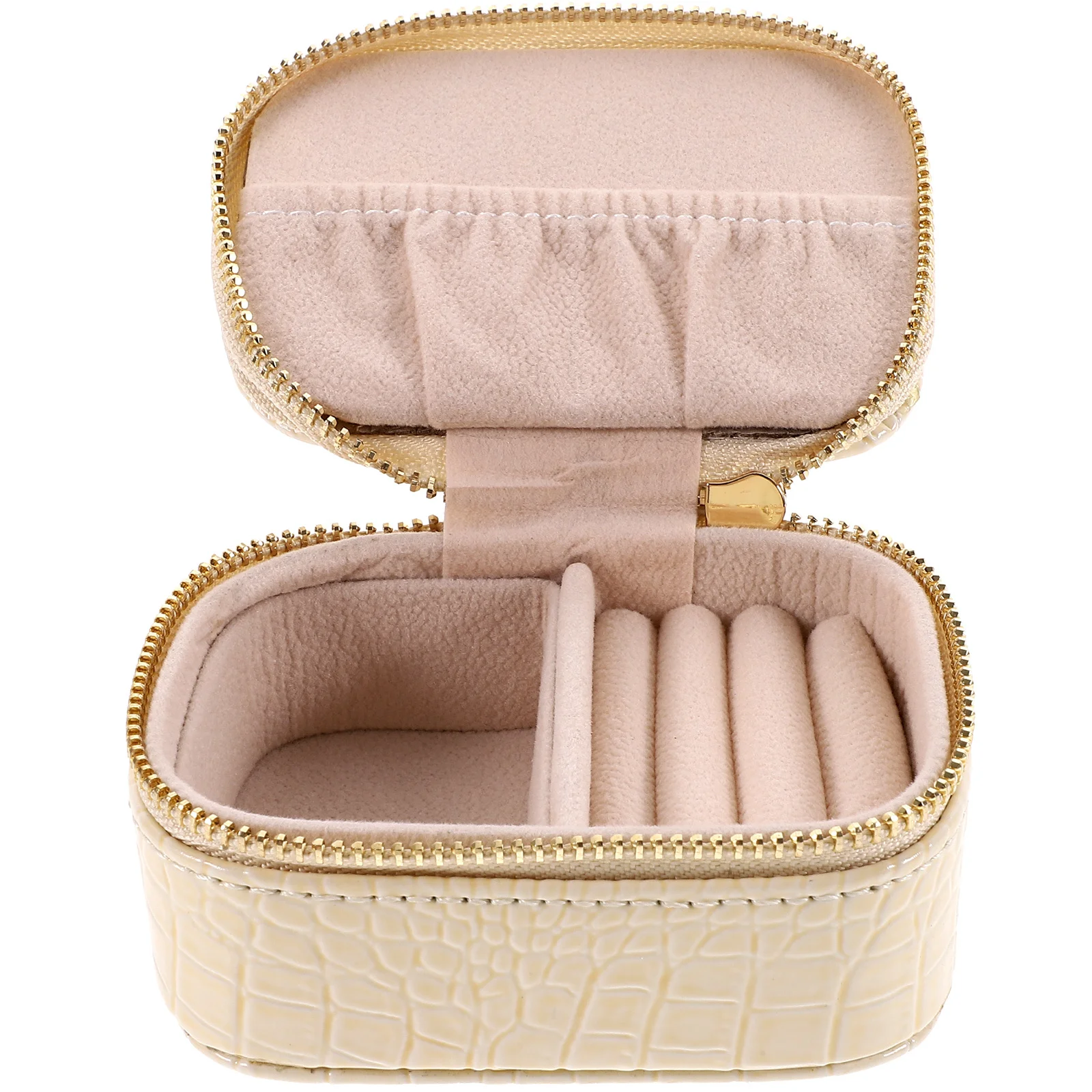 

PU Small Travel Jewelry Box Organizer Zipper Design Storage Case Portable for Women Girls Earrings Necklace Jewelry Box
