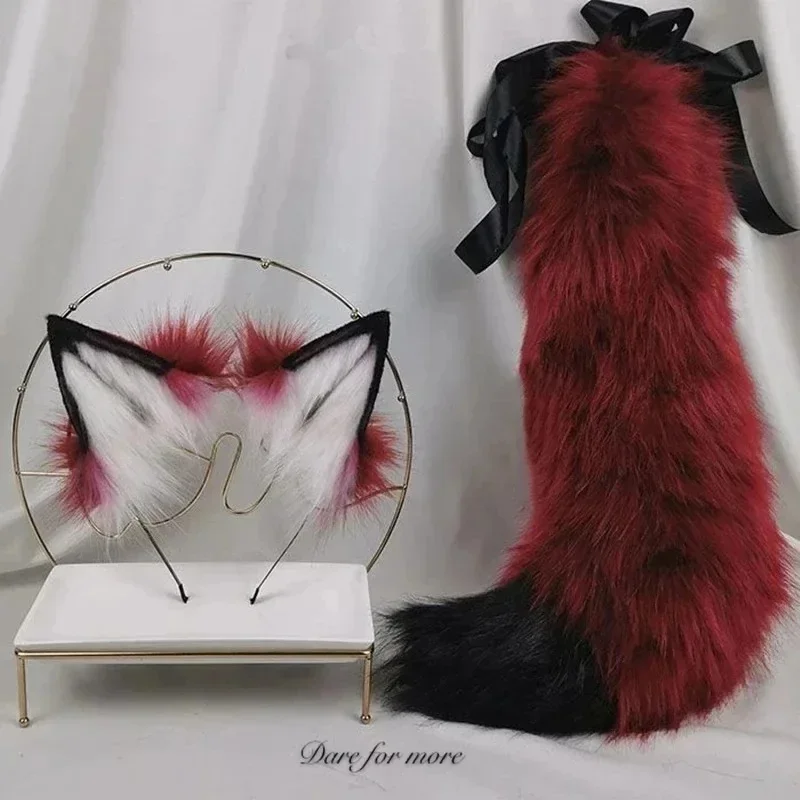 Red Fox Ear Beast Tail Wolf King Ear Cat Ear Headband Custom COSPLAY Hand Made LOL Golden Fox Ears Anime Hair Accessories view 3