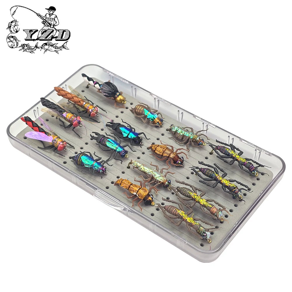 

Wet Fly Fishing Realistic Insect Set, Fishing Accessories, suitable for fishing trout, perch, etc., fly fishing bait box, fish