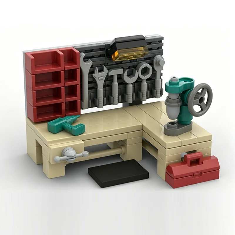 Street View Model MOC Building Bricks Vintage Workshop Carpentry Tools Modular Technology Gifts Holiday Assemble Children Toys