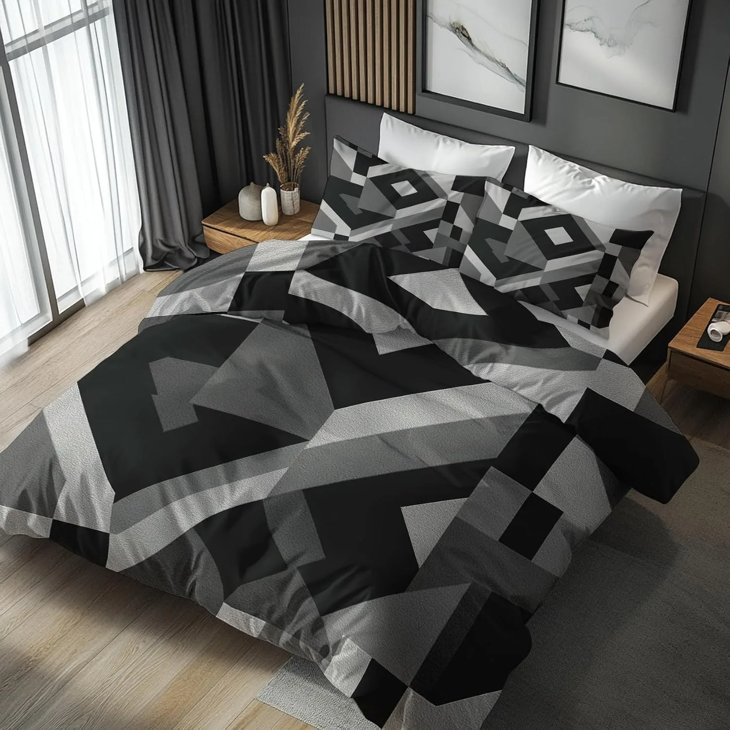 Mid Century Bedding Sets New 3d Printed Geometric Abstract Design Bed Cover Comforter Duvet Cover Pillow Case Bedroom