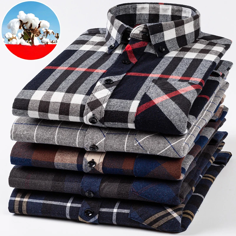 100%cotton plus size S to 6xl shirts for men vintage clothes long-sleeve slim fit formal plain shirt single pocket designer tops