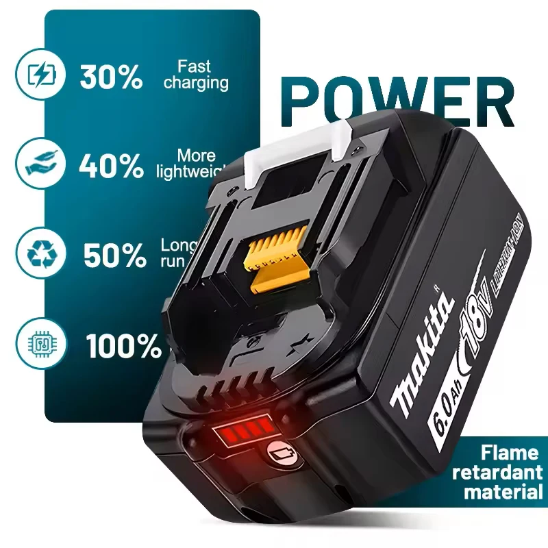 Makita BL1860B 18V 6.0Ah Cordless Battery with LED Power Indicator Extended Runtime for LXT Tools