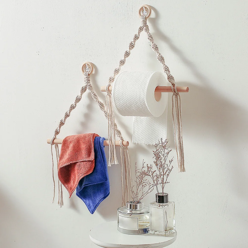 1Pcs Wall-Mounted Bohemian Tapestry Towel Rack with Shelf for Bathroom Bedroom Kitchen Towel Organizer Decor Wall Shelf