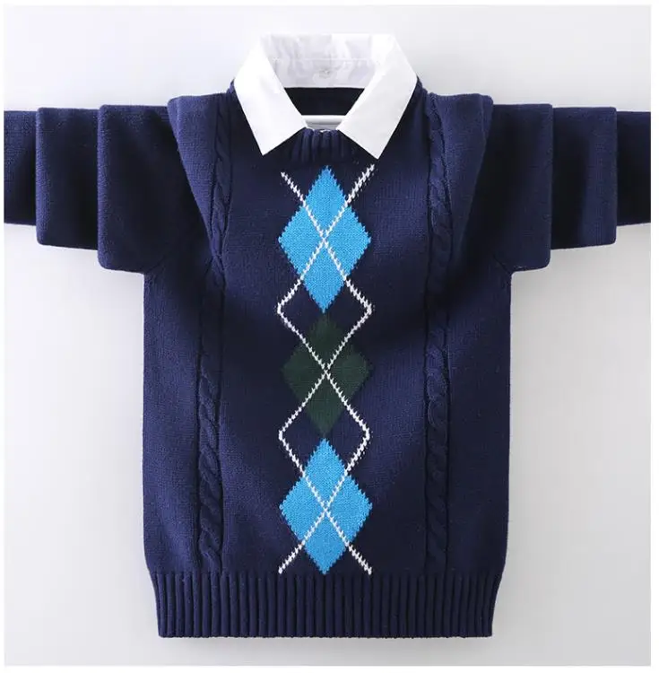 Boy\'s sweater with two shirt collars