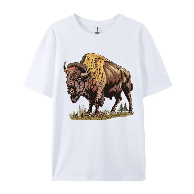 Lonely Cow T-shirt 100% Cotton Animals Men's Tops T Shirt Customized Tee-Shirts Graphic Mens Clothing Plus Size Street T Shirt