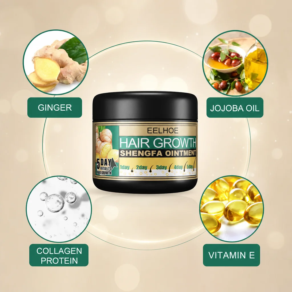 5 Days Ginger Hair Growth Ointment Natural Ginger Extract Nourish Scalp Strengthen Roots Improve Thin Sparse Hair Care Cream