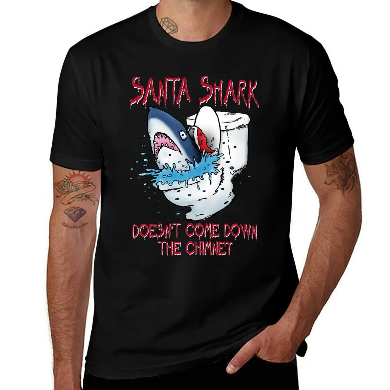

Toilet Shark Santa T-Shirt Casual Daily Outfit T-Shirt