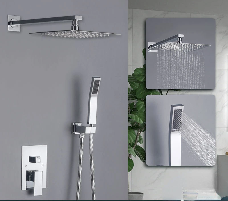 All Copper Black Wall Shower Home Bathroom Embedded Concealed Multi-Functional Shower Set