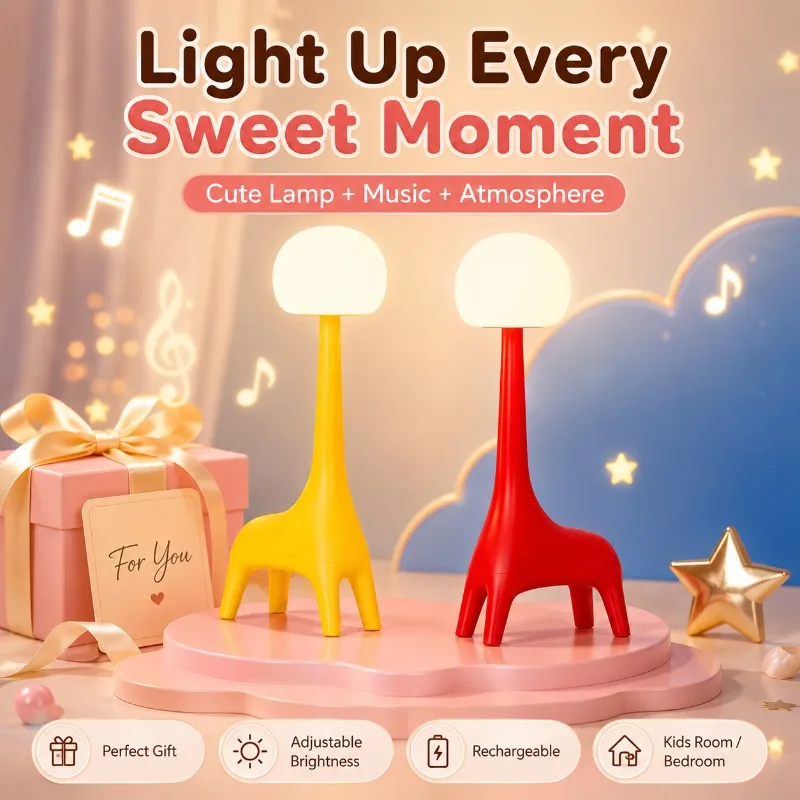 

Creative Deer Bluetooth Music Night Light Charging and Plugging Dual PurposeTouch AtmosphereLight Mood Light Adjustable DeskLamp