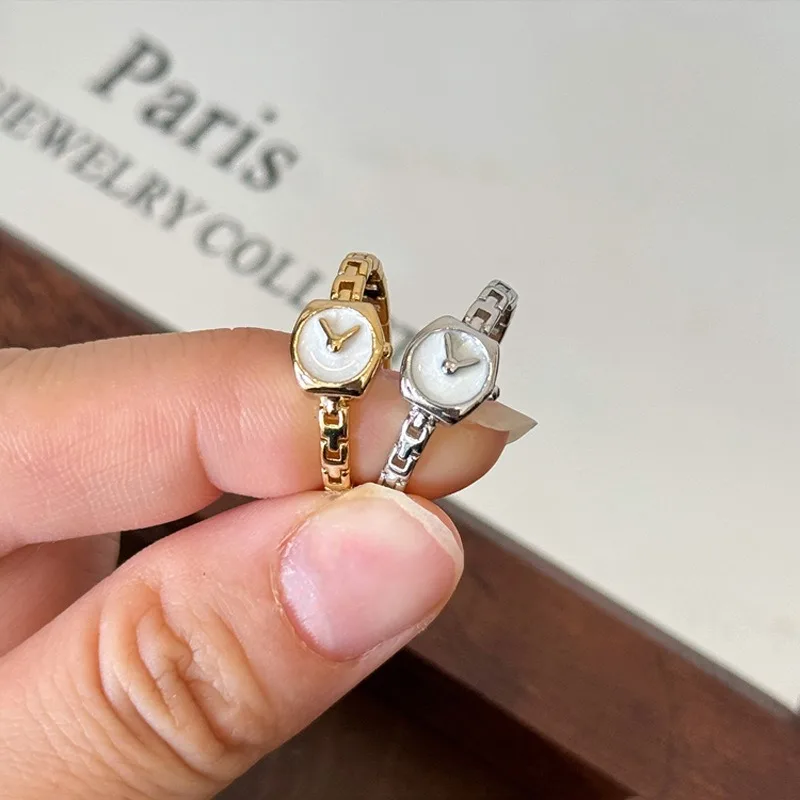 Fun Designed Watch Open Rings For Women Fashion Creative Alloy Finger Accessory Jewelry Friend Gifts Daily Casual Party Outfit