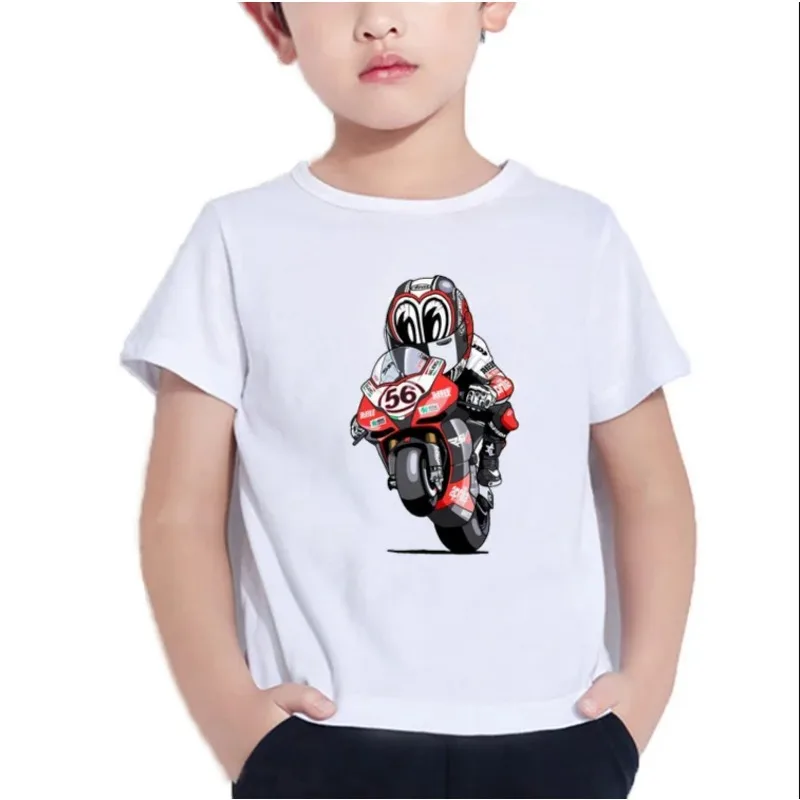 Motocross Impresso T-shirt para Meninos, Cartoon Hipster, Toddler Boy Tops, Roupas Infantis, Verão, Novo